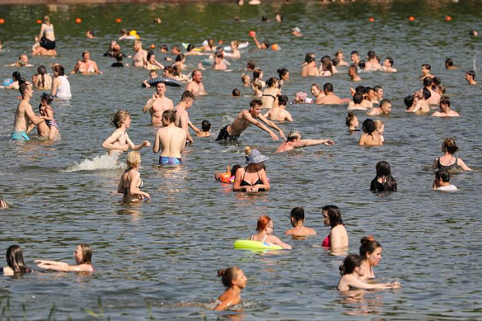 москва, жара, жители, водоем, фонтан