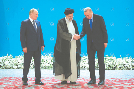 саммит, астанинская тройка, путин, раиси, эрдоган, фото